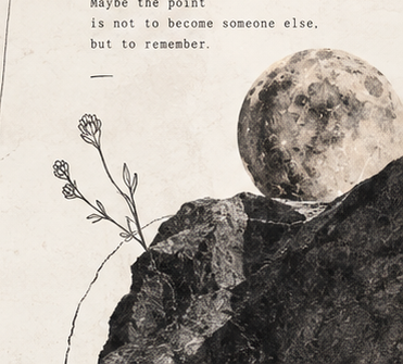 Mond und botanische Collage